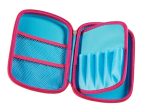 Hard Top Pencil Case | Blue with Pink Zip | Two-Colour Online Hot Sale