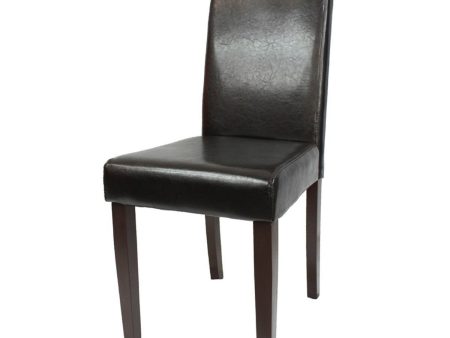 2PCS - Wooden Frame Black Leatherette Dining Chairs with Solid Pine Legs Sale