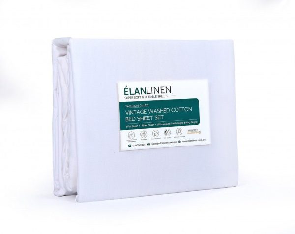 100% Egyptian Cotton 500TC White King Single Bed Sheets Set - Online now