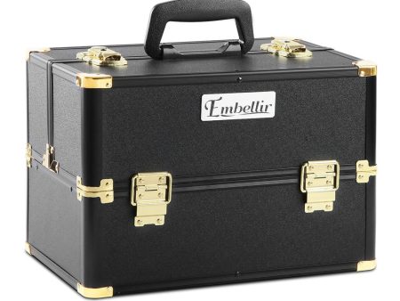 Makeup Case | Embellir Portable Cosmetic Beauty | Black & Gold Discount