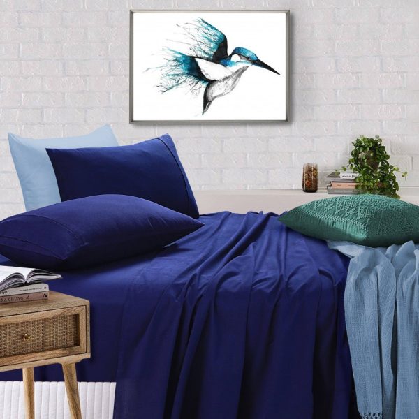 100% Egyptian Cotton Bed Sheets Set | 500TC | Navy Blue | Mega Queen 50cm Deep Online Hot Sale