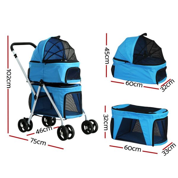 Pet Stroller | i.Pet Large Dog Pram Cat Carrier 4 Wheels Foldable Double Online Hot Sale