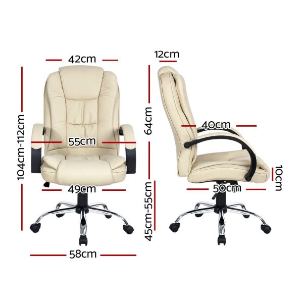 Gaming Computer Chair | Executive PU Leather Seat | Office Chair | Beige on Sale