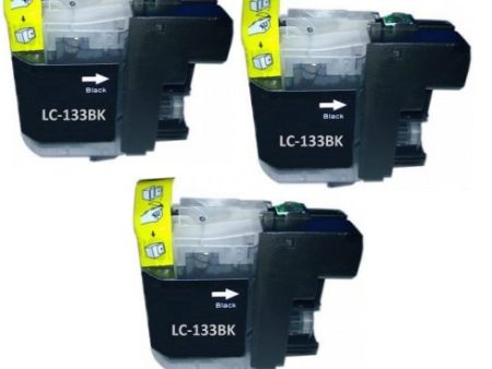 Compatible Premium Ink Cartridges LC133BK  Black Triple Pack  - for use in Brother Printers Hot on Sale