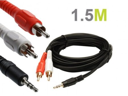 Gold plated 1.5m 3.5mm Male to 2RCA 2 RCA Female Connector Audio Cable on Sale