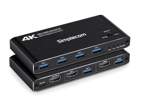 Simplecom KM420 2-Port HDMI KVM Switch HDMI 2.0 4K@60Hz 4-Port USB 3.0 Hub 5Gbps Cheap