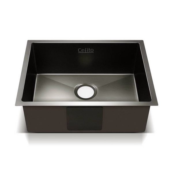 Stainless Steel Kitchen Sink | Under Top Flush Mount | 60cm x 45cm | Black Supply