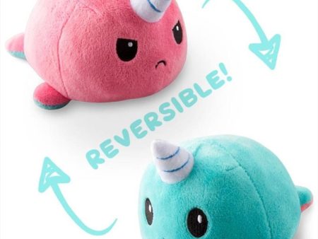 Narwhal Light Blue Light Pink Reversible Plushie For Sale