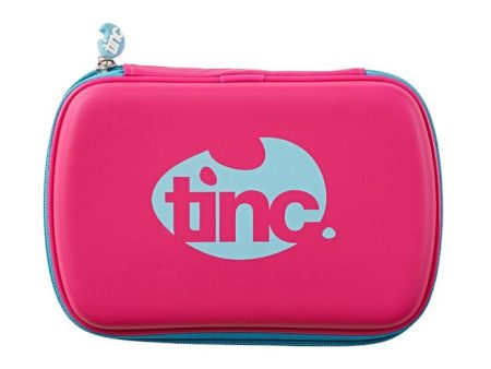 Hard Top Pencil Case | Pink with Blue Zip | Two-Colour Online now