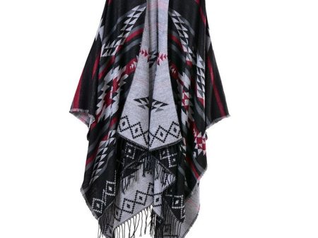 Ethnic Blanket Poncho With Tassels | Bohemian Festival Design | Free Size Online now