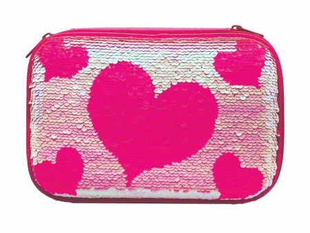 Sequin Pencil Case - Hearts Reversible Discount