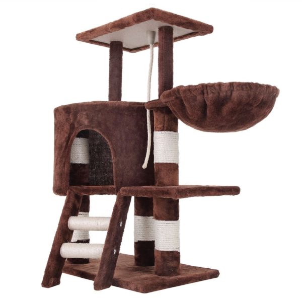 104cm Plush Cat Tree Condo | Brown Sale