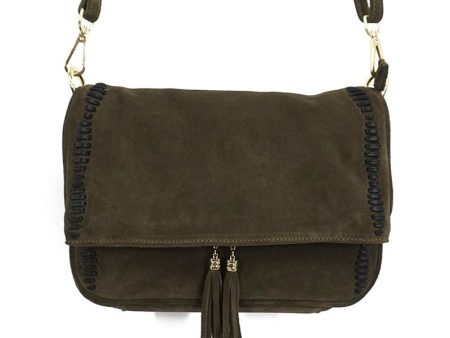 Genuine Leather Nubuck Loop Fringed Side Shoulder Bag - 2 Colours Available Online Sale