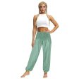 Cream Green Bohemian High Waist Yoga Palazzo Pants | S-XL For Sale