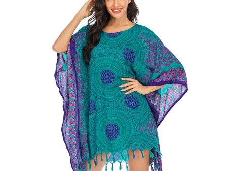 Boho Bikini Cover Up | Green Bohemian Swimwear Beach Top | Free Size For Sale