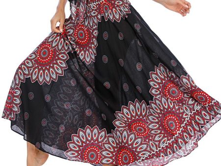 Women s Red Flower Versatile Bohemian Skirt Dress | Dual Purpose | Free Size Hot on Sale