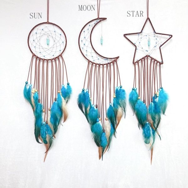 Blue Sun, Moon And Star Dream Catcher Set Online now