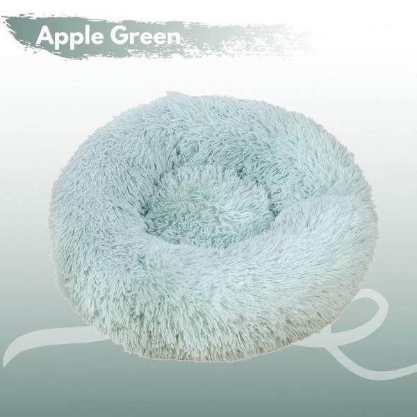 Round Plush Pet Bed | 80cm Apple Green For Discount