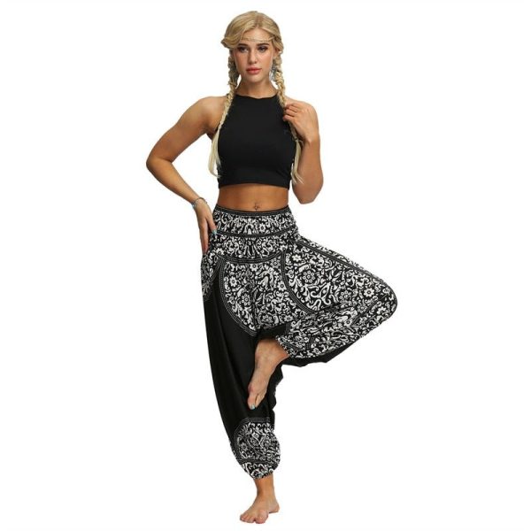 Hippie Boho Loose Yoga Harem Pants | Back  n  White Design | One Size Supply