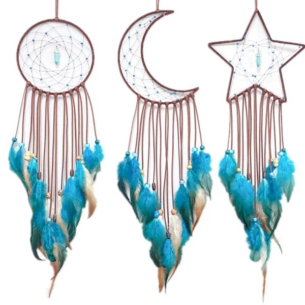 Blue Sun, Moon And Star Dream Catcher Set Online now