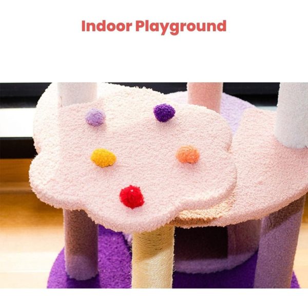 128cm Butterfly Plush Cat Tree Condo | Pink Purple Fashion