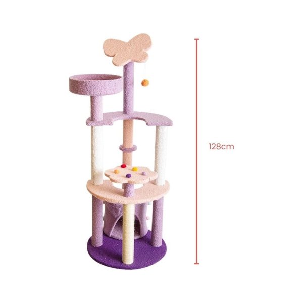 128cm Butterfly Plush Cat Tree Condo | Pink Purple Fashion