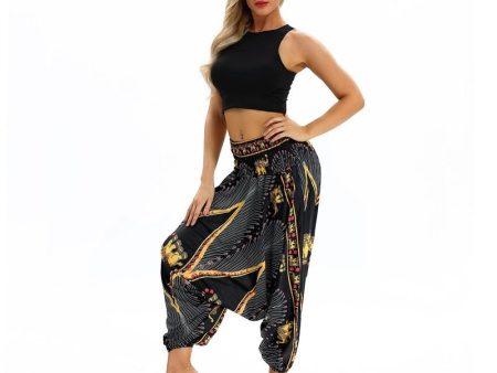 Hippie Boho Loose Yoga Harem Pants | Electric Rasta Design | One Size Cheap