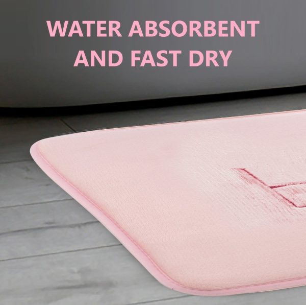 Extra Thick Memory Foam & Super Comfort Bath Rug Mat for Bathroom (60 x 40 cm, Pink) Supply