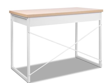 Metal Desk with Drawer | White & Wooden Top Fashion