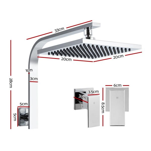 Rain Shower Head Taps | Square | WElS 8   | High Pressure | Wall Arm | DIY | Chrome Supply