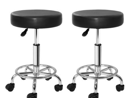 2-Pack Round Swivel Salon Stools | Black Hydraulic Lift Hot on Sale