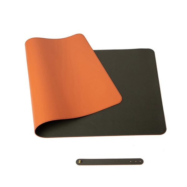 Orange 90cm*45cm Dual Side Office Desk Pad Waterproof PU Leather Computer Mouse Pad Supply