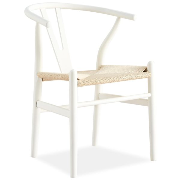 Anemone  Set of 8 Wishbone Dining Chair Beech Timber Replica Hans Wenger - White For Cheap