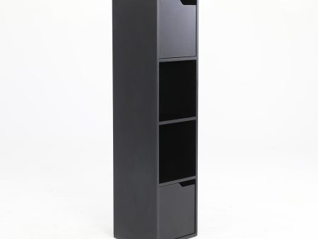 La Bella 119cm Black Bathroom Storage Cabinet Tall Slim Online Hot Sale