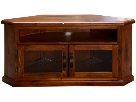 Umber Corner ETU Entertainment TV Unit 126cm 2 Door Solid Pine Wood - Dark Brown on Sale