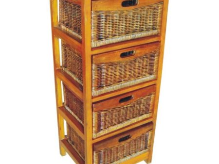 Hyssop Tallboy 4 Chest of Drawers Cane Bedroom Kitchen Bathroom Storage Shelf Supply