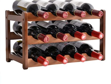 3-layer Bamboo Wine Storage Rack (12 bottles) Online Sale