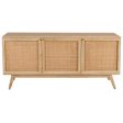 Olearia  Buffet Table 150cm 3 Door Solid Mango Wood Storage Cabinet Natural For Discount