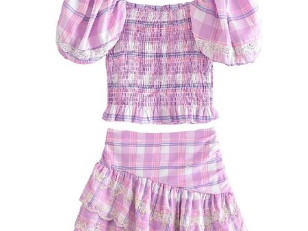 Cute Boho Smoked Bodice Outfit | Skirt + Ruffled Top | S-L For Sale