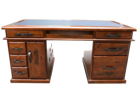 Umber Study Computer Desk 165cm Office Executive Table Solid Wood - Dark Brown Sale