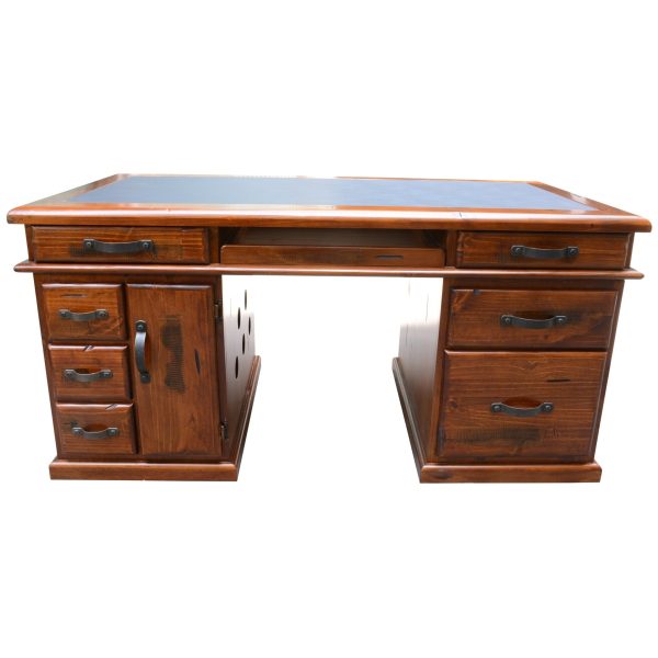 Umber Study Computer Desk 165cm Office Executive Table Solid Wood - Dark Brown Sale