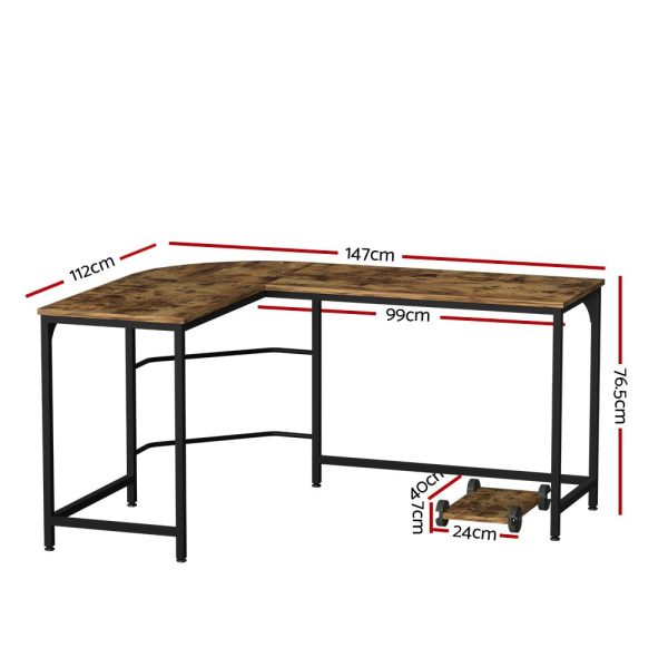 Artiss Corner Computer Desk L-Shaped Student Home Office Study Table Brown Online Sale