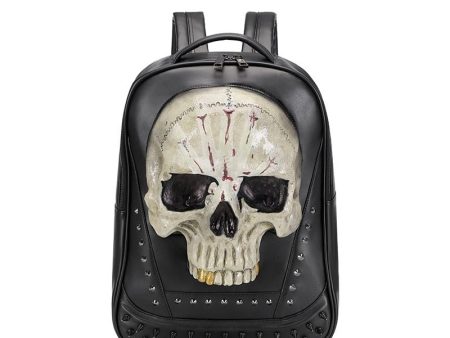 Leather Hippie Skull Bag With Rivets For Sale