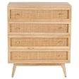 Olearia  Storage Cabinet Buffet Chest of 4 Drawer Mango Wood Rattan Natural Fashion