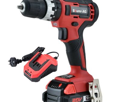 BAUMR-AG 20V Cordless Power Drill Kit Lithium Battery Hammer Drilling with Bag Discount