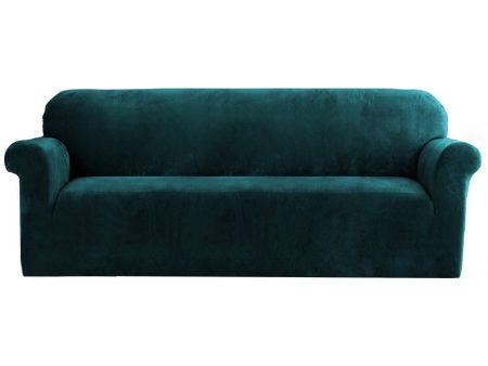 Artiss Velvet Sofa Cover Plush Couch Cover Lounge Slipcover 4 Seater Agate Green Supply