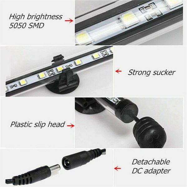 9LED Aquarium Fish Tank LED Light Bar Lamp 18cm Pool Submersible Waterproof Cool White Fashion