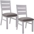 Plumeria Dining Chair Set of 2 Solid Acacia Wood Dining Furniture - White Brush Online now