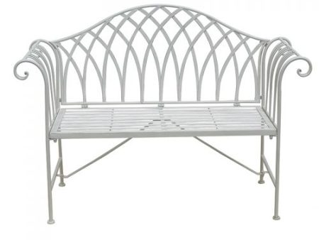 White Lavinia Iron Outdoor Bench Discount