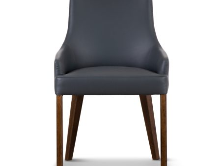 Tuberose Dining Chair PU Leather Solid Acacia Timber Wood Furniture - Dark Grey Online now